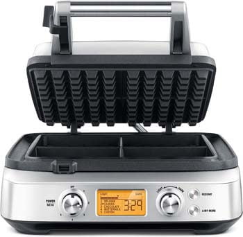 9. Breville BWM640XL Smart 4-Slice Waffle Maker, Silver