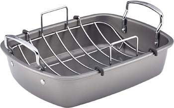 6. Circulon Nonstick Roasting Pan / Roaster with Rack - 17 Inch x 13 Inch, Gray