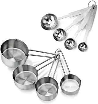 2. New Star Foodservice 42917 Stainless Steel Measuring Spoons and Measuring Cups Combo, Set of 8