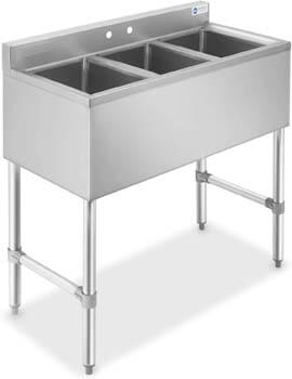 4. GRIDMANN 3 Compartment NSF Stainless Steel Commercial Bar Sink