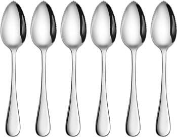 10. Artaste 59373 Rain 18/10 Stainless Steel Grapefruit Dessert Spoon, 6.35-Inch, Set of 6