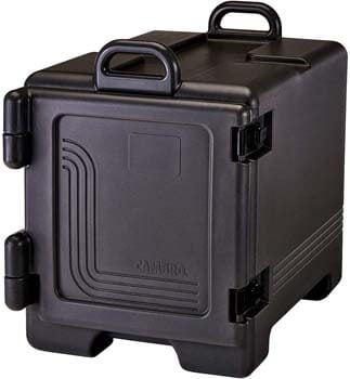 9. Cambro 300UPC-110 Black Ultra Front Loading Insulated Food Pan Carrier with Handles