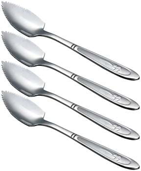 8. HAZOULEN Grapefruit Spoons, Stainless Steel, 6-2/5-Inch, Set of 4 (Clover)