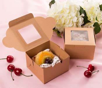 2. Cake Box – 25 Pack Disposable Pastry Box, Kraft Paper Bakery Box