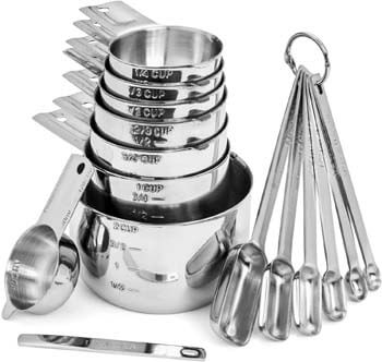 10. Hudson Essentials Stainless Steel Measuring Cups and Spoons Set (15 Piece Set)