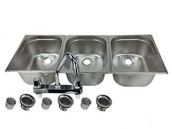 7. Waterworks Concessions Sinks 3 Large Compartment Stand Food Truck Trailer