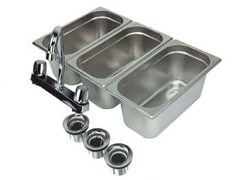 8. Waterworks Concessions Sinks 3 Compartment Portable Stand Food Truck Trailer 3 Small w/Faucet