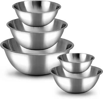 2. WHYSKO Meal Prep Stainless Steel Mixing Bowls Set