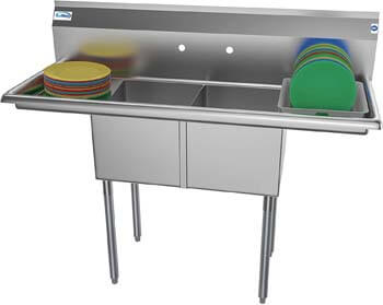 5. KoolMore - SB141611-12B3 2 Compartment Stainless Steel NSF Commercial Kitchen Prep & Utility Sink