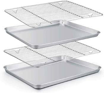 7. TeamFar Baking Sheet with Rack Set (2 Pans + 2 Racks)