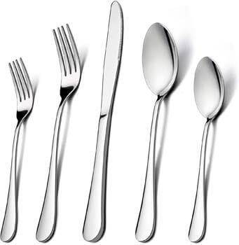 8. LIANYU Stainless Steel Cutlery Eating Utensils Set