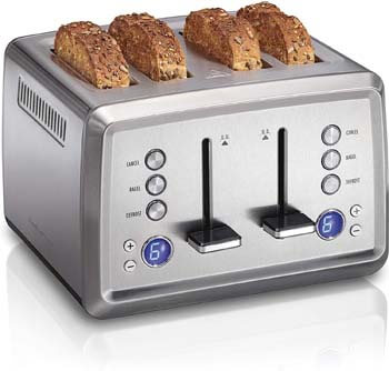 10. Hamilton Beach Digital 4 Slice Extra Wide Slot Stainless Steel Toaster