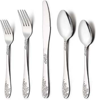 10. LIANYU 40-Piece Silverware Flatware Cutlery Set