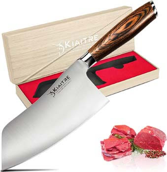 7. Kiaitre Cleaver Knife 7 Inch – High Carbon German Steel Chinese Chef Knife