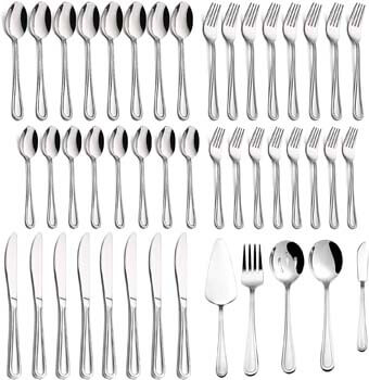 7. HaWare 45-Piece Stainless Steel Durable Cutlery Serving Set