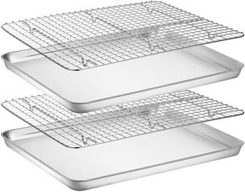 8. Wildone Stainless Steel Cookie Sheet Baking Pan Tray