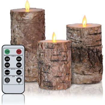 1. Birch Bark Flameless Candles