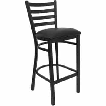 1. Flash Furniture HERCULES Series Black Ladder Back Metal Restaurant Barstool - Black Vinyl Seat