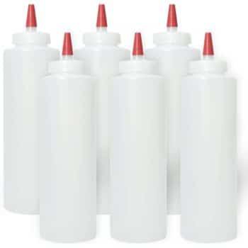 6. Pinnacle Mercantile Plastic Squeeze Condiment Bottles with Red Tip Cap 16-Ounce Set of 6 Wide Mouth