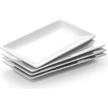 2. DOWAN Rectangle Serving Plates, White Rectangular Serving Platter