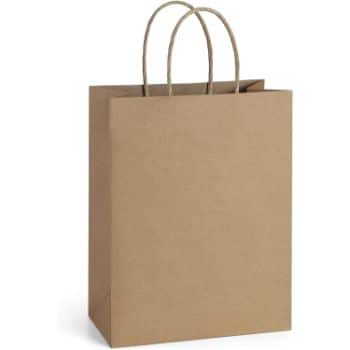 1. BagDream 50Pcs Gift Bags 8x4.25x10.5 Brown Paper Gift Bags with Handles Bulk