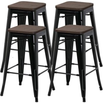 4. YAHEETECH 26inch barstools Set of 4 Counter Height Metal Bar Stools