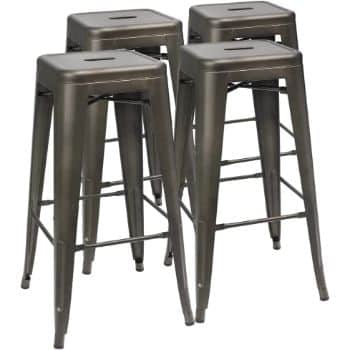 8. Furmax 30 Inches Metal Bar Stools High Backless Stools Indoor-Outdoor Stackable Kitchen Stools Set of 4 (Gun)