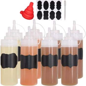 2. Belinlen 8 Pack 12 oz Plastic Squeeze Squirt Condiment Bottles with Twist On Cap Lids 