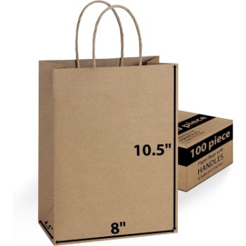 8. Kraft Paper Gift Bags Bulk with Handles