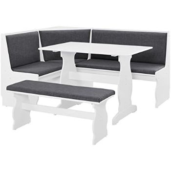 2. Riverbay Patio Conversation Kitchen Breakfast Corner Nook Table Booth Bench Dining Set in Charcoal