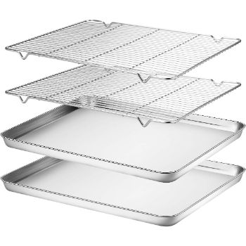 3. Wildone Baking Sheet & Rack Set [2 Sheets + 2 Racks], Stainless Steel Cookie Pan 