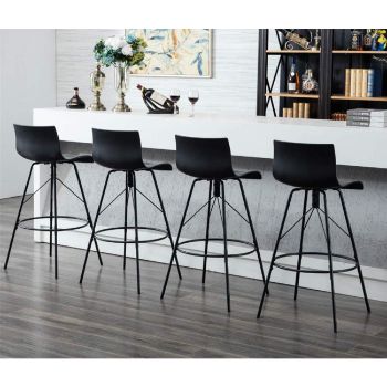 2. Swivel Barstools with Backs Plastic Counter Height Bar Stools Set of 4 with Metal Legs 30