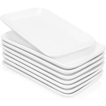 6. Foraineam Set of 8 Pieces 8 Inch Rectangular Porcelain Platters Dessert