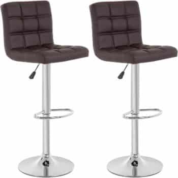 6. Modern Bar Stool Set of 2 Barstools Height Adjustable Counter Height Swivel Bar Stool PU Leather