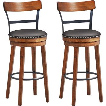 7. COSTWAY Bar Stools Set of 2, 360-Degree Swivel Stools