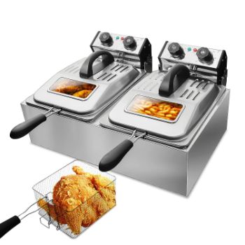 1. WantJoin Commercial Non-Smoke Deep Fryer with Visible Window deep fryer 2500W 12L (6L*2)